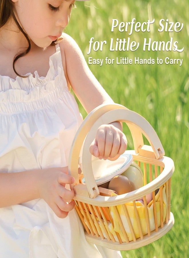 روبوتايم مجموعة طعام لعب خشبية من روبوتايم لمطبخ الأطفال، 14 قطعة من طعام اللعب، سلة نزهة للعب التخيلي مع فواكه وحلويات ومشروبات وأدوات، طعام مطبخ لعب للمرح في الداخل والخارج، مناسب للأطفال من عمر 3 سنوات فما فوق - Image 5